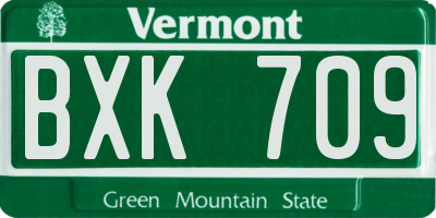 VT license plate BXK709