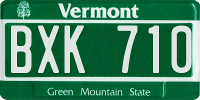 VT license plate BXK710