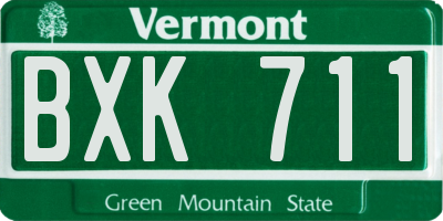 VT license plate BXK711