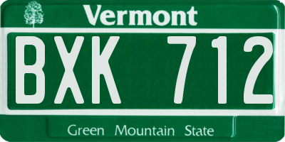 VT license plate BXK712