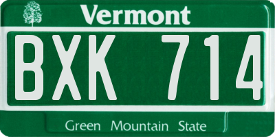 VT license plate BXK714