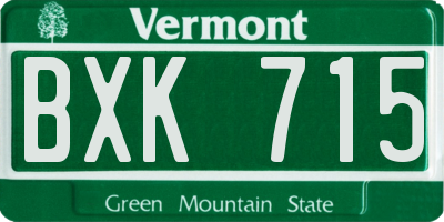 VT license plate BXK715