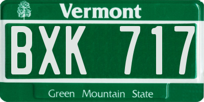 VT license plate BXK717