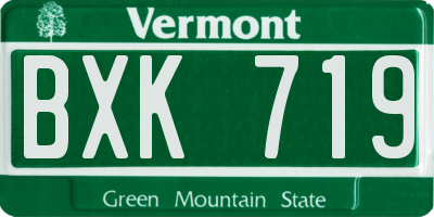 VT license plate BXK719