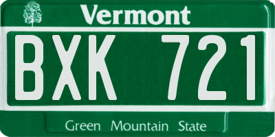 VT license plate BXK721