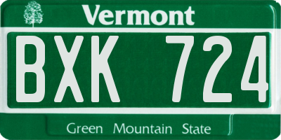 VT license plate BXK724