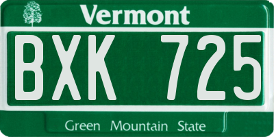 VT license plate BXK725