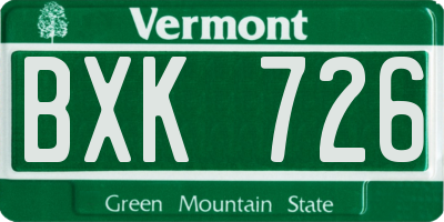 VT license plate BXK726