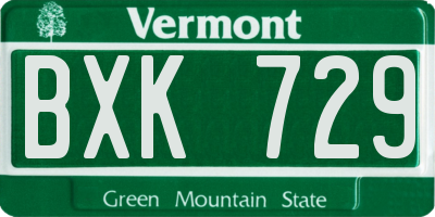 VT license plate BXK729