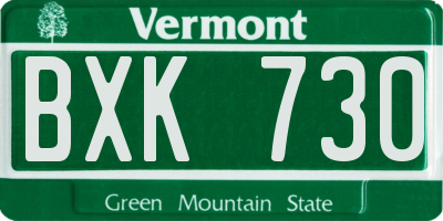 VT license plate BXK730
