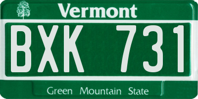 VT license plate BXK731