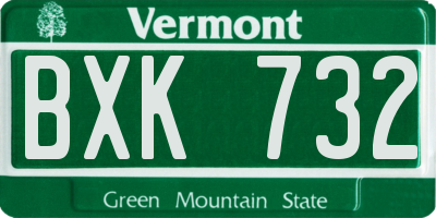VT license plate BXK732