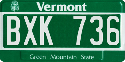 VT license plate BXK736