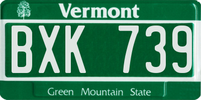 VT license plate BXK739