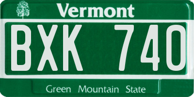 VT license plate BXK740