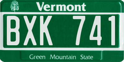 VT license plate BXK741