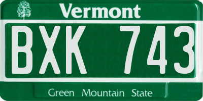 VT license plate BXK743
