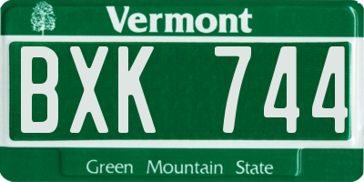VT license plate BXK744