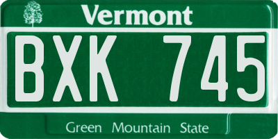 VT license plate BXK745