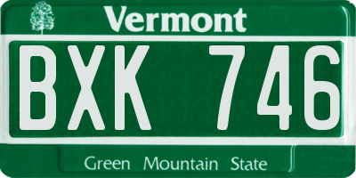 VT license plate BXK746
