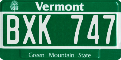 VT license plate BXK747