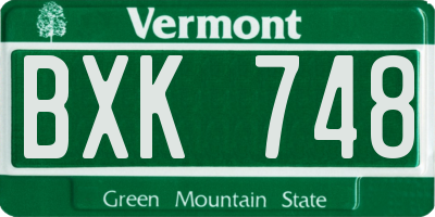 VT license plate BXK748