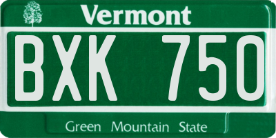 VT license plate BXK750