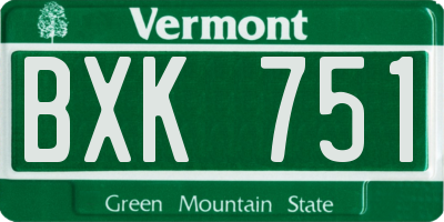 VT license plate BXK751