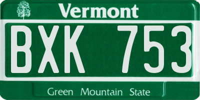 VT license plate BXK753