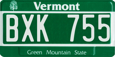 VT license plate BXK755
