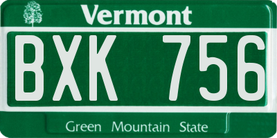 VT license plate BXK756