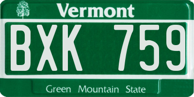 VT license plate BXK759
