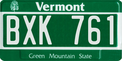 VT license plate BXK761