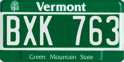 VT license plate BXK763