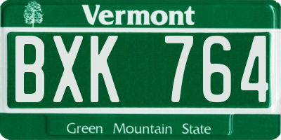 VT license plate BXK764