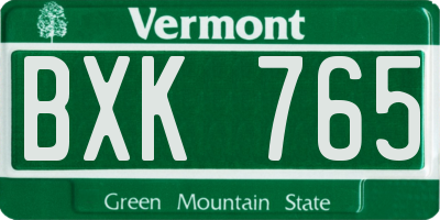 VT license plate BXK765
