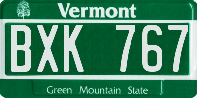 VT license plate BXK767