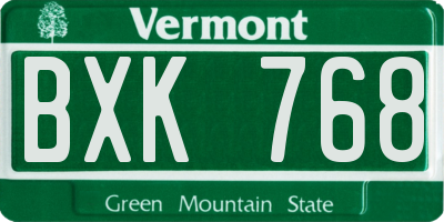 VT license plate BXK768