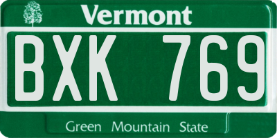 VT license plate BXK769