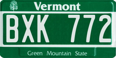 VT license plate BXK772