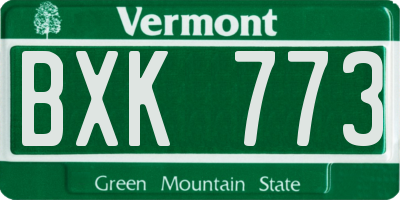 VT license plate BXK773