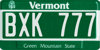VT license plate BXK777