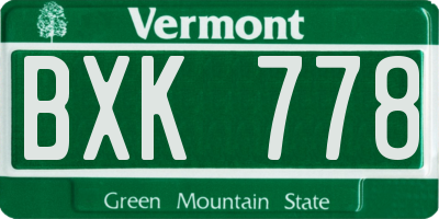 VT license plate BXK778