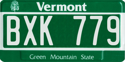 VT license plate BXK779