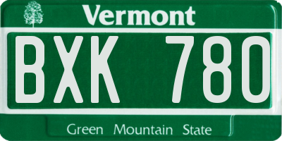 VT license plate BXK780