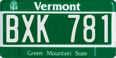VT license plate BXK781