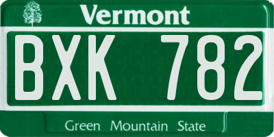 VT license plate BXK782
