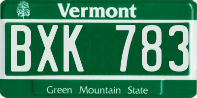 VT license plate BXK783