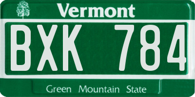 VT license plate BXK784