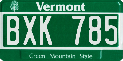 VT license plate BXK785